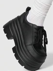 ROMWE Goth Women's Fashion Versatile Wedge & Platform Slip-On Shoes