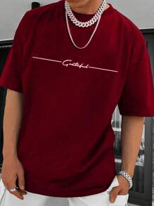 Manfinity Homme Plus Size Men's Round Neck Short Sleeve T-Shirt, Fashionable For Summer