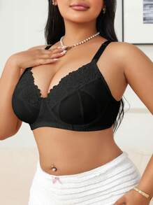 BloomMama Reggiseno per gravidanza taglia forte con gancio, con stecche, in pizzo a patchwork, con design adatto per l allattamento