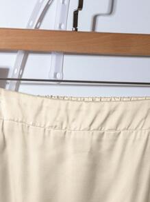 SHEIN Clasi Plus Size Women Solid Color Elegant Office Skirt - Beige - View 6