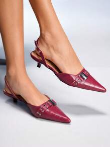 CUCCOO GRLICON Damen Y2K Punk Stil High Heel Pumps, geeignet für Motorrad, coole Mädchen, Halloween, Weihnachten, Party Outfits - Bordeaux - Übersicht 5