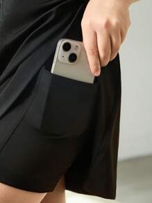 SHEIN Tween Girls Knit Sleeveless Cropped Solid Racerback Cami And Anti-Flashing Legging Shorts 2Pcs Set, High Stretch, Slim Fit For Cycling, Running, Badminton, Tennis Training - Black - View 3