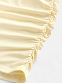 Girlism TEEN GIRL Light Yellow Floral 3D Print Elegant Fitted Camisole With Midi Skirt 2 Pieces Set, Suitable For Weddings - Yellow - View 4