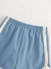 Cozy Pixies 2pcs Baby Boy Cartoon Bear Pattern Splice Round Neck Sleeveless Top & Elastic Waist Shorts Set