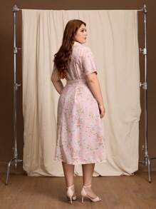 SHEIN MOD 大码女式花卉印花中长休闲连衣裙，春夏女式复活节连衣裙女式长裙女式超长连衣裙女式大码连衣裙女式大码服装复活节连衣裙，毕业礼服母亲节连衣裙 7 月 4 日服装连衣裙毕业太阳裙娃娃裙毕业礼服文艺复兴博览会休闲夏装夏季超长裙夏威夷女装文艺复兴博览会女式大码服装复古女式大码连衣裙女式大码服装女式大码服装女式大码服装正式工作夏装女式大码服装商务休闲女式连衣裙优雅礼服女式大码太阳裙女式短裙夏季，女式生日礼服 - 粉色 - 查看 2