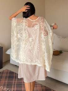 DAZY 2件套女士蕾丝吊带睡裙睡袍套装，宽松版型，秋冬服装 - 粉色 - 查看 3