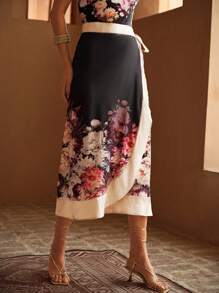 MOTF PREMIUM 花卉印花结饰罩衫裙