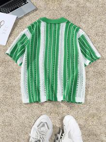 Manfinity CasualKnits Men's Casual Knitted Pullover, Minimalist Fashion For Everyday Wear Men Crochet Shirt Men Beach Shirts - Multicolor - View 2