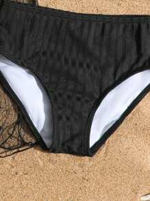 Young Girl Random Print Swimsuit Set - Black - View 4