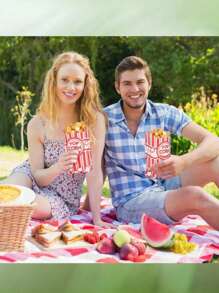 50pcs Paper Popcorn Bags For Party Popcorn Container Pop Corn Bags Bulk For Popcorn Machine Accessories Supplies School Supplies Food Bag Food Box Suitable For Candy Chocolate Cookies Etc. Valentine's Day, Valentines Wedding, Birthday,School Stuff, Kitchen Decor. - Multicolor - View 12