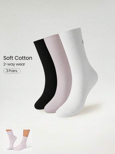 GLOWMODE 3 Pares de Meias Tubulares Caneladas Just Relax da GLOWMODE, para Academia