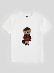 Briarwyn 女士休闲针织圆领短袖修身T恤，夏季商务休闲女款 - 白色 - 查看 11