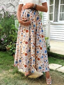 SHEIN Gonna a-line ampia in stile casual floreale per la maternità