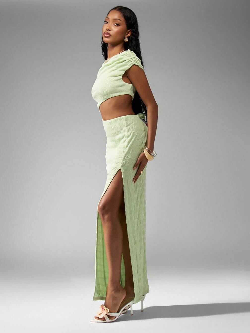 cut out split thigh dress Hauture Crisscross Cut Out Split Thigh Dress