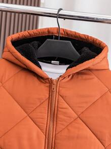 Tween Boy Hooded Casual Thermal Lined Winter Coat - Black - View 5