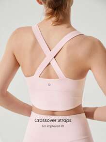 GLOWMODE FeatherFit™ Crossover Straps Curved Hem Sports Bra Tank Top Low Impact Yoga Daily