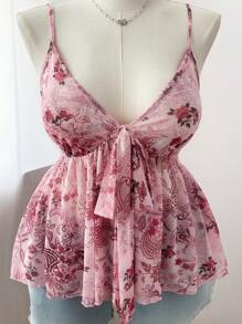 Sweetra 女式大码印花休闲吊带背心，春夏