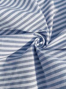 SHEIN LUNE Women's Mid-Length Cotton Striped Camisole Dress, Blue & White, Suitable For Spring/Summer Vacation, Commute, Office,Bohemia Derby Dress - Blue and White - View 7