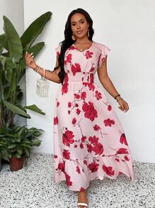 SHEIN LUNE 大码优雅碎花连衣裙，优雅迷人，夏季女士夏装女士早午餐装母亲节教堂装女士 - 彩色 - 查看 4