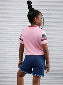 Set de 2 prendas de vestir de estilo casual y de motocicleta de moda para niñas preadolescentes durante el verano - Multicolor - Ver 2