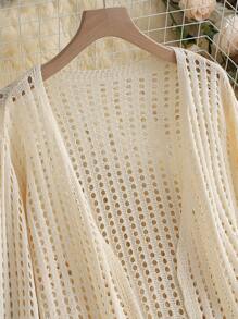 Breezaya Women's Casual Retro Hollow Tassel Knit Cardigan - Khaki - View 5