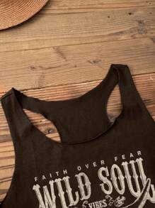 Attitoon Women's Casual Western Cattle Head Pattern Fitted Slim Tank Top, Summer Back To School