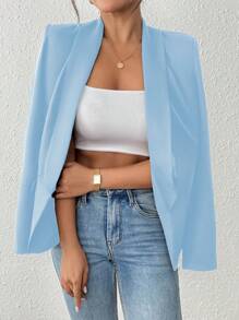 SHEIN PETITE Blouson léger pour femme, design minimaliste de couleur unie convenant pour l'été