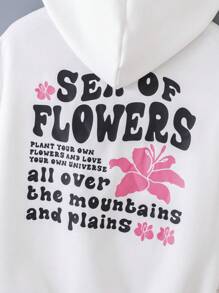 SHEIN Tween Girl Casual Graphic Print Sweatshirt - White - View 4