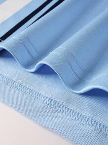 Manfinity Homme Men's Casual Striped Short Sleeve Polo Shirt, For Commuting - Baby Blue - View 5