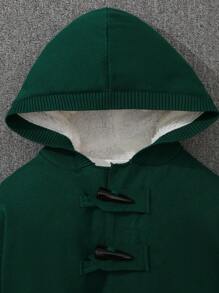 SHEIN Young Boys' Long Sleeve Hooded Zip-Up Sweater Cardigan, Casual And Style With Thermal Lined - Green - View 5