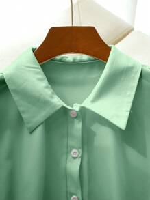 Franclia Women's Lapel Short Sleeve Casual Cinched Waist Waist Midi Dress, White, Commute Suitable Summer