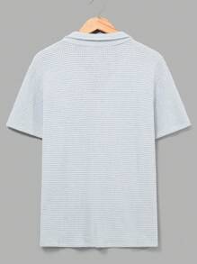 RueChic Conjunto de camisa e shorts regular de tecido rendado especial para homens, moda verão
