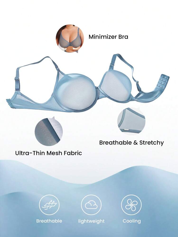 Plus Unlined Breathable Mesh Bra
