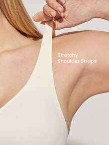 LUVLETTE Dream Curve 2ndSkin Wireless Seamless Plunge Lounge White Sticky Bra No Show Underwear