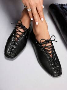 CUCCOO GRLICON 女士 Y2K 风格平底鞋，适合朋克、骑行者、酷女孩、万圣节、圣诞节、派对装扮 - 黑色 - 查看 5