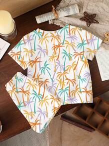 Young Boy Casual Minimalistic Pattern Short Sleeve Round Neck T-Shirt, Suitable For Summer - Multicolor - View 2