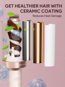 JMMO Rotating Curling Iron, Automatic Hair Curler, LED Indicator 4 Temp Settings Easy Styling For An All-Day Hold In 3 Minutes, Beauty & Personal Care Necessary Instruments-EU Plug - White - View 9