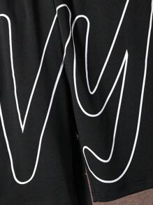 Teen Boys' Knit Casual Letter Print Athletic Capri Pants - Black - View 6