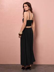 Maija 2025 Summer New Arrival Women Elegant Wedding Guest/Brunch/Airport Casual Wear, Bohemian Holiday Beach Music Festival Easter Graduation Daily Asymmetric Lace-Up Strap Top & Dress