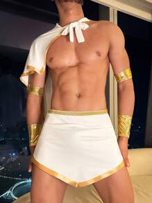 Men's Costume (Gloves X2, Arm Band, Cape) Bridallingerie Costume Set Sexy Halloween - White - View 3