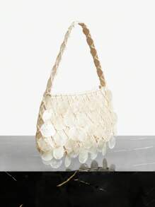SHEIN SXY Ladies, Women Shell Pieces Top Handle Bags , Fashionable, Simple, Elegant, Versatile, For Beach,Vacation,Holiday,Summer, Seaside