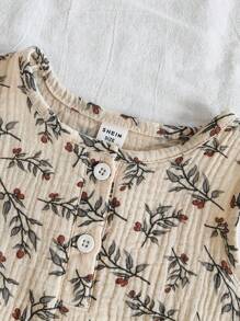 Vintaside Kids طقم كاجوال مكون من تي شيرت بدون أكمام رقبة دائرية تصميم مطبوع وشورت للأطفال الصغار من الجنسين