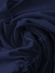 SHEIN Clasi 女士红色褶裥领和下摆长裙 - 藏蓝色 - 查看 4