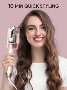 JMMO Rotating Curling Iron, Automatic Hair Curler, LED Indicator 4 Temp Settings Easy Styling For An All-Day Hold In 3 Minutes, Beauty & Personal Care Necessary Instruments-EU Plug - White - View 6