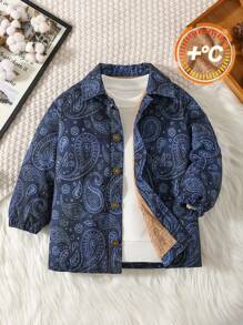 1pc Young Boys' Casual, Comfortable, Fashionable, Simple Yet Practical, Denim Effect, Thick And Warm Jacket With Thermal Lined , Suitable For Everyday Wear, School, Travel, Sports, Suitable For Autumn And Winter Season - Royal Blue - View 7