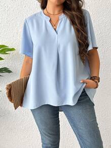 SHEIN Clasi Camicia da donna casual ed elegante con pieghe di taglie comode