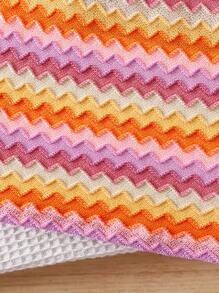 SHEIN 女婴可爱针织花卉印花吊带背心和松紧腰裙套装，夏季 - 彩色 - 查看 5