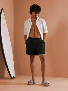 SUMWON 优质沙滩泳裤运动短裤夏季水上运动泳装抽绳可调节泳池游泳运动常规版型松紧腰游泳短裤