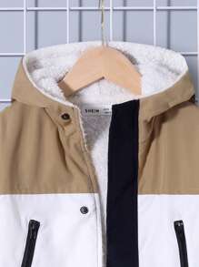 SHEIN Chàng trai trẻ Đồ họa Chữ cái Khối màu Nhiệt Áo trùm đầu - Nhiều màu - Xem 3