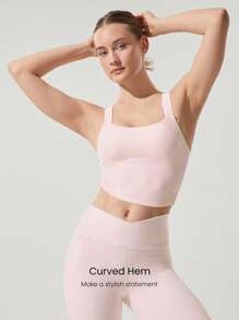 GLOWMODE FeatherFit™ Crossover Straps Curved Hem Sports Bra Tank Top Low Impact Yoga Daily